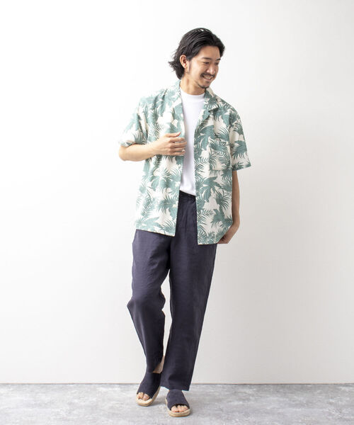NOLLEY'S goodman(ノーリーズグッドマン)の「リーフプリント オープンカラーシャツ 開襟 アロハ(シャツ/ブラウス・メンズ・ホワイト×グリーン/チャコールグレー/ネイビー系・S/M/L)」の18枚目の写真