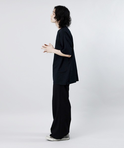 Iroquois（イロコイ）の「IROQUOIS イロコイ / STUFFING JERSEY STITCH H/S ジャージーステッチビッグシルエットレイヤードカットソー / 178102（Tシャツ/カットソー・メンズ・ブラック/ベージュ・2/1/3）」の4枚目の写真