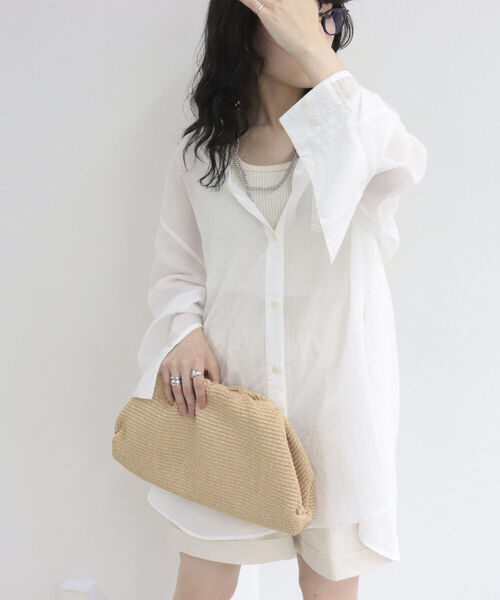 fredy repit（フレディレピ）の「【WEB限定】シアーストライプ オーバーシャツ（シャツ/ブラウス・レディース・ホワイト系その他/ブルー系その他/パープル系その他/イエロー系その他・38）」の7枚目の写真