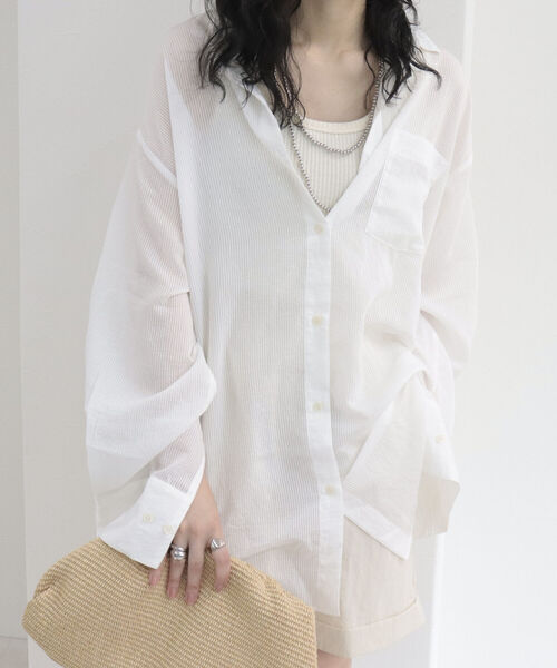 fredy repit（フレディレピ）の「【WEB限定】シアーストライプ オーバーシャツ（シャツ/ブラウス・レディース・ホワイト系その他/ブルー系その他/パープル系その他/イエロー系その他・38）」の8枚目の写真