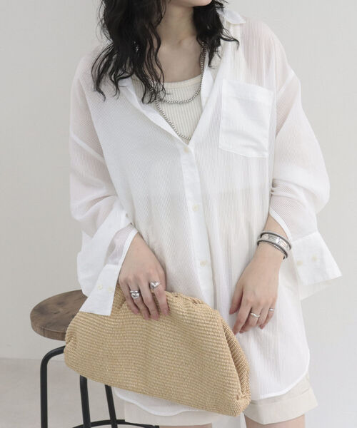 fredy repit（フレディレピ）の「【WEB限定】シアーストライプ オーバーシャツ（シャツ/ブラウス・レディース・ホワイト系その他/ブルー系その他/パープル系その他/イエロー系その他・38）」の9枚目の写真