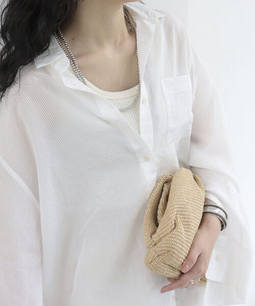 fredy repit（フレディレピ）の「【WEB限定】シアーストライプ オーバーシャツ（シャツ/ブラウス・レディース・ホワイト系その他/ブルー系その他/パープル系その他/イエロー系その他・38）」の11枚目の写真