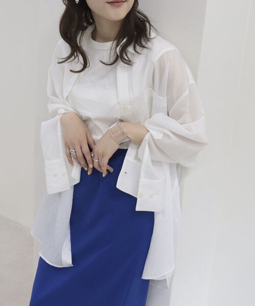 fredy repit（フレディレピ）の「【WEB限定】シアーストライプ オーバーシャツ（シャツ/ブラウス・レディース・ホワイト系その他/ブルー系その他/パープル系その他/イエロー系その他・38）」の14枚目の写真