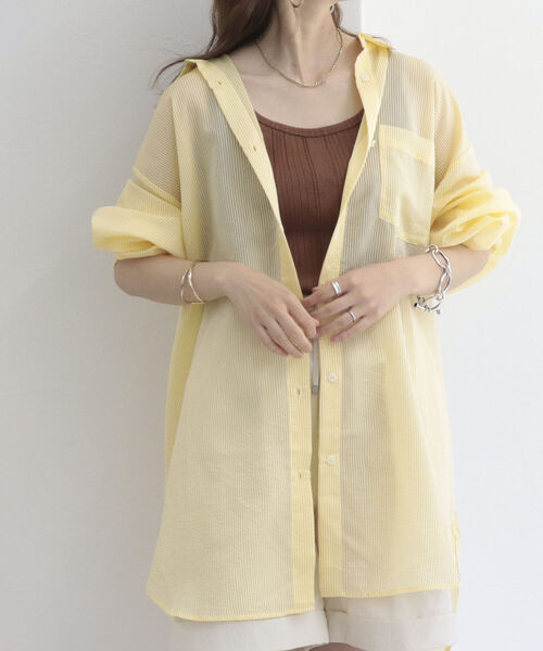 fredy repit（フレディレピ）の「【WEB限定】シアーストライプ オーバーシャツ（シャツ/ブラウス・レディース・ホワイト系その他/ブルー系その他/パープル系その他/イエロー系その他・38）」の21枚目の写真