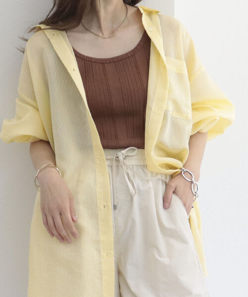 fredy repit（フレディレピ）の「【WEB限定】シアーストライプ オーバーシャツ（シャツ/ブラウス・レディース・ホワイト系その他/ブルー系その他/パープル系その他/イエロー系その他・38）」の4枚目の写真