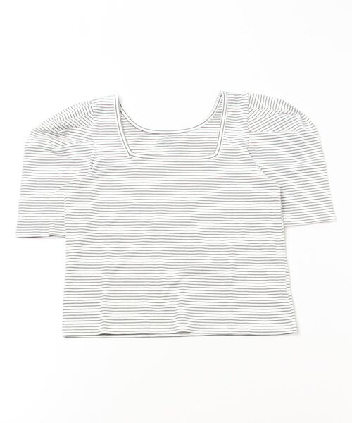 Per sist ence(パーシエンス)の「ボーダーパフスリーブ/スクエア&クルーネック前後2WAYカットソー(Tシャツ/カットソー・レディース・ホワイト系その他/ベージュ系その他/グリーン系その他/ブルー系その他/ホワイト系その他2・FREE)」の16枚目の写真