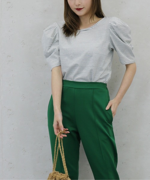 Per sist ence(パーシエンス)の「ボーダーパフスリーブ/スクエア&クルーネック前後2WAYカットソー(Tシャツ/カットソー・レディース・ホワイト系その他/ベージュ系その他/グリーン系その他/ブルー系その他/ホワイト系その他2・FREE)」の20枚目の写真
