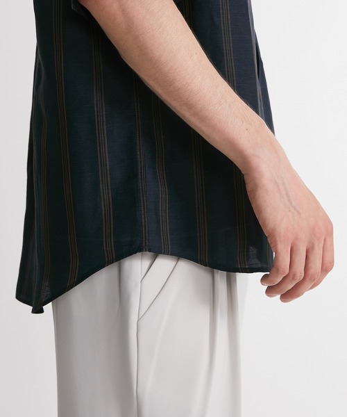 UNITED TOKYO（ユナイテッドトウキョウ）の「キュプラリネンストライプバンドカラーシャツ（シャツ/ブラウス・メンズ・グレー/ネイビー/ブラウン・1/2/3）」の17枚目の写真