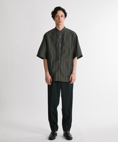 UNITED TOKYO キュプラリネンストライプバンドカラーシャツ UNITED TOKYO（ユナイテッドトウキョウ）の「キュプラリネン