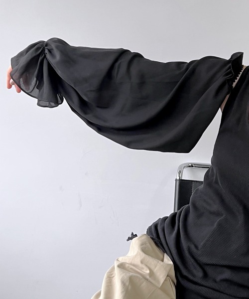 chuclla(チュクラ)の「フリルシフォン アームカバー cha22s013(アームカバー・レディース・ブラック・FREE)」の9枚目の写真