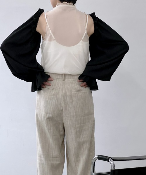 chuclla(チュクラ)の「フリルシフォン アームカバー cha22s013(アームカバー・レディース・ブラック・FREE)」の2枚目の写真