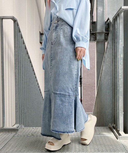 Figments（フィグメンツ）の「アシンメトリーマーメイドデニムスカート（デニムスカート・レディース・スカイブルー/ブラック・FREE）」の14枚目の写真