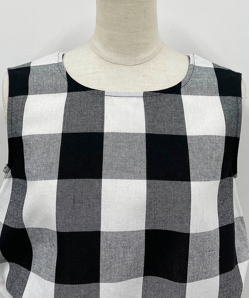 PICCIN（ピッチン）の「前後2wayチェックマキシワンピース（ワンピース・レディース・ブラック/ネイビー・M）」の7枚目の写真