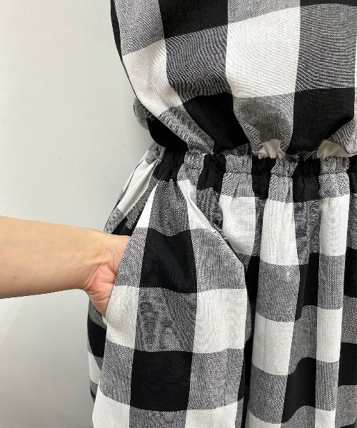 PICCIN（ピッチン）の「前後2wayチェックマキシワンピース（ワンピース・レディース・ブラック/ネイビー・M）」の12枚目の写真