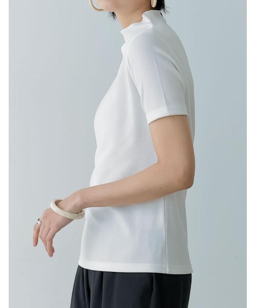 Re:EDIT(リエディ)の「フライスハイネック5分袖シアートップス(Tシャツ/カットソー・レディース・ホワイト/ブラック/ピンク/オレンジ/ブルー・FREE)」の9枚目の写真