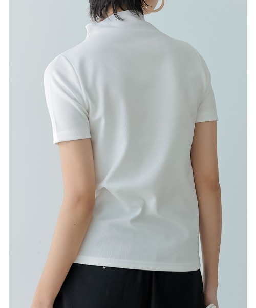 Re:EDIT(リエディ)の「フライスハイネック5分袖シアートップス(Tシャツ/カットソー・レディース・ホワイト/ブラック/ピンク/オレンジ/ブルー・FREE)」の17枚目の写真
