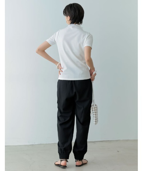 Re:EDIT(リエディ)の「フライスハイネック5分袖シアートップス(Tシャツ/カットソー・レディース・ホワイト/ブラック/ピンク/オレンジ/ブルー・FREE)」の7枚目の写真