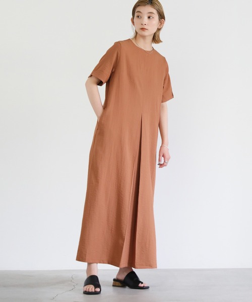 select MOCA（セレクトモカ）の「2022 SS フロントタックマキシワンピース（ワンピース・レディース・ブラック/オレンジ/ライトベージュ・FREE）」の7枚目の写真