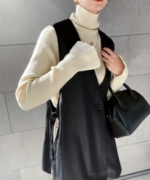 classicalelf | 上級者魅え。切替えフェイクレザージレベスト(ベスト)