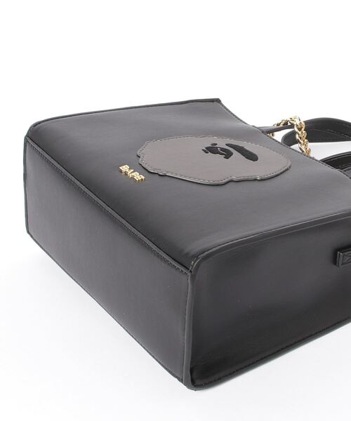 A BATHING APE(アベイシングエイプ)の「APE HEAD PATCHED BAG L(ショルダーバッグ・レディース・グレー/ブラック・FREE)」の10枚目の写真