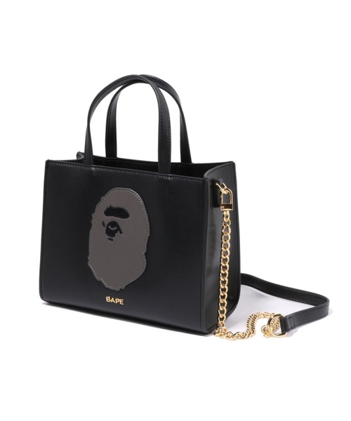 A BATHING APE(アベイシングエイプ)の「APE HEAD PATCHED BAG L(ショルダーバッグ・レディース・グレー/ブラック・FREE)」の2枚目の写真