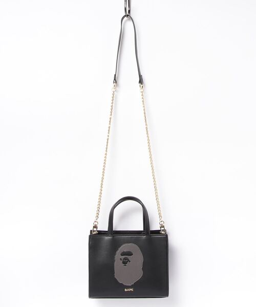 A BATHING APE(アベイシングエイプ)の「APE HEAD PATCHED BAG L(ショルダーバッグ・レディース・グレー/ブラック・FREE)」の3枚目の写真