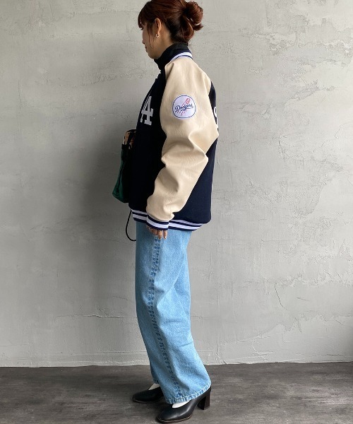 MLB（メジャーリーグベースボール）の「【men's FUDGE 3月号掲載】[FANATICS/ファナティクス] 別注 MLB メルトンスタジャン（スタジャン・レディース・ブラック/ネイビー・M/L/XL/XXL）」の7枚目の写真