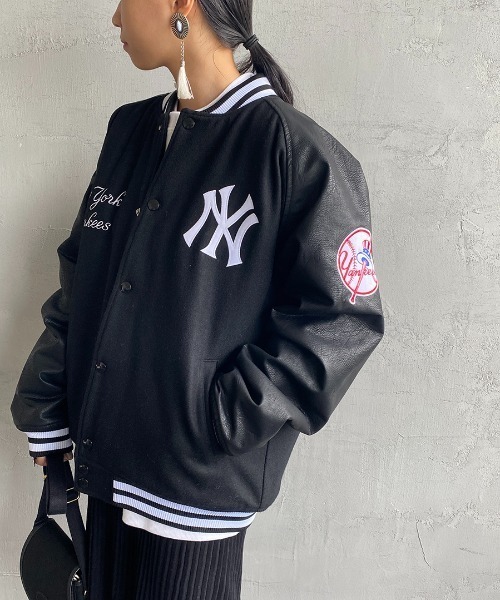 MLB（メジャーリーグベースボール）の「【men's FUDGE 3月号掲載】[FANATICS/ファナティクス] 別注 MLB メルトンスタジャン（スタジャン・レディース・ブラック/ネイビー・M/L/XL/XXL）」の10枚目の写真