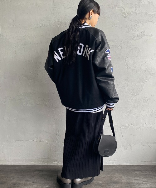 MLB（メジャーリーグベースボール）の「【men's FUDGE 3月号掲載】[FANATICS/ファナティクス] 別注 MLB メルトンスタジャン（スタジャン・レディース・ブラック/ネイビー・M/L/XL/XXL）」の9枚目の写真