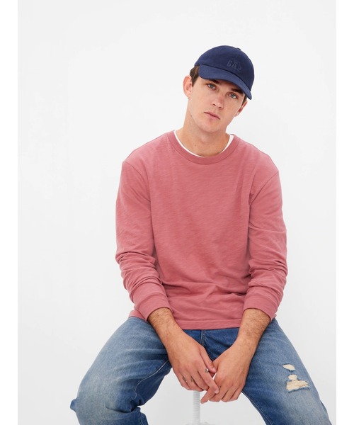 GAP(ギャップ)の「オーガニックコットン100% オーバーサイズTシャツ(Tシャツ/カットソー・メンズ・ホワイト/ブラック/ベージュ/パープル/ネイビー/ブラウン/グレー/カーキ/イエロー/グリーン/その他/ブルー系その他/ピンク系その他・S/M/L/XL/XS)」の12枚目の写真