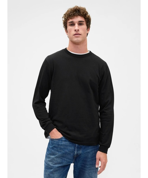 GAP(ギャップ)の「オーガニックコットン100% オーバーサイズTシャツ(Tシャツ/カットソー・メンズ・ホワイト/ブラック/ベージュ/パープル/ネイビー/ブラウン/グレー/カーキ/イエロー/グリーン/その他/ブルー系その他/ピンク系その他・S/M/L/XL/XS)」の2枚目の写真