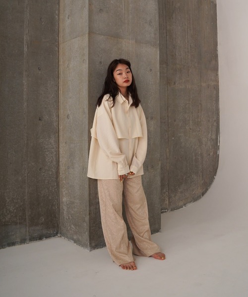 TINA：JOJUN（ティーナジョジュン）の「ダマスク柄 ワイドパンツ TINA：JOJUN（その他パンツ・レディース・ベージュ/ネイビー・S/M）」の6枚目の写真