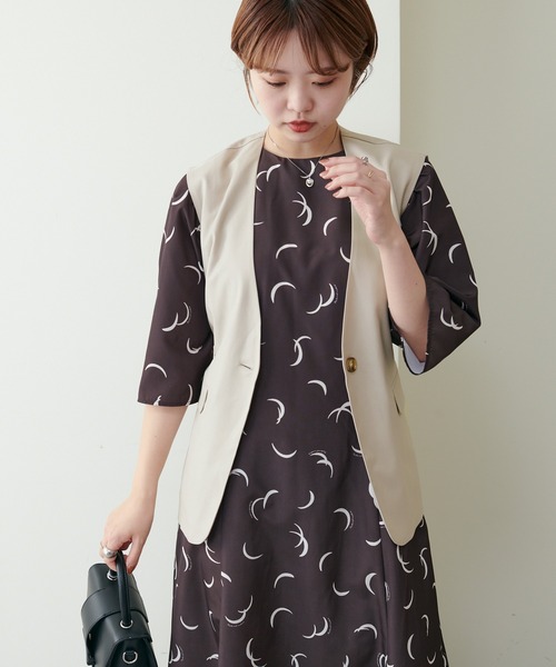 natural couture（ナチュラルクチュール）の「WEB限定/2022AWアイテム/ セットアップ着用可/リボンベルト付きベスト（ベスト・レディース・ブラック/ベージュ/オレンジ/チェック・FREE）」の13枚目の写真