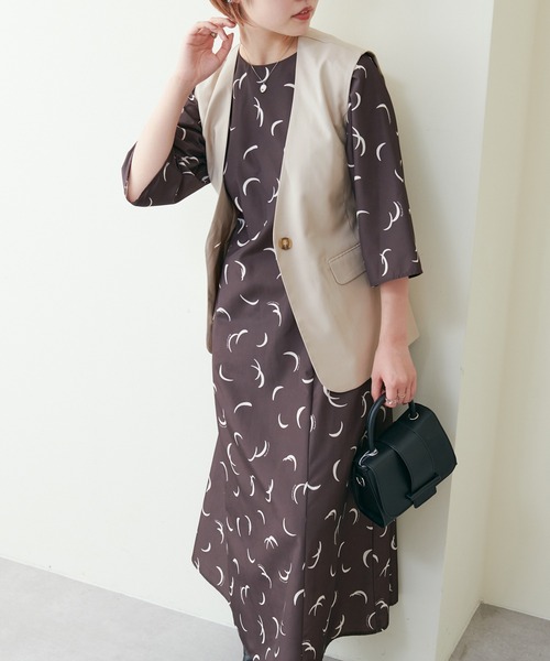 natural couture（ナチュラルクチュール）の「WEB限定/2022AWアイテム/ セットアップ着用可/リボンベルト付きベスト（ベスト・レディース・ブラック/ベージュ/オレンジ/チェック・FREE）」の14枚目の写真