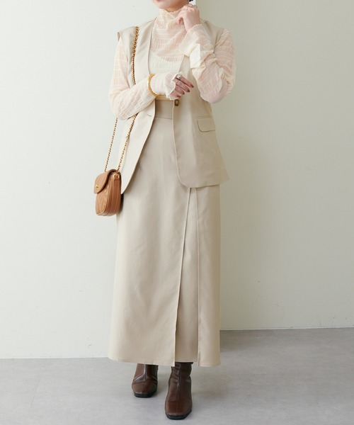 natural couture（ナチュラルクチュール）の「WEB限定/2022AWアイテム/ セットアップ着用可/リボンベルト付きベスト（ベスト・レディース・ブラック/ベージュ/オレンジ/チェック・FREE）」の11枚目の写真