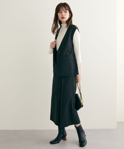 natural couture（ナチュラルクチュール）の「WEB限定/2022AWアイテム/ セットアップ着用可/リボンベルト付きベスト（ベスト・レディース・ブラック/ベージュ/オレンジ/チェック・FREE）」の9枚目の写真