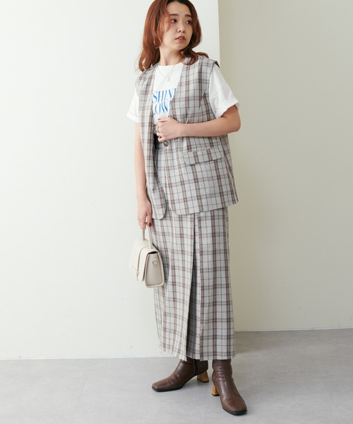 natural couture（ナチュラルクチュール）の「WEB限定/2022AWアイテム/ セットアップ着用可/リボンベルト付きベスト（ベスト・レディース・ブラック/ベージュ/オレンジ/チェック・FREE）」の22枚目の写真