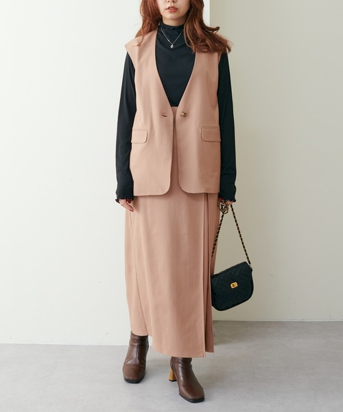 natural couture（ナチュラルクチュール）の「WEB限定/2022AWアイテム/ セットアップ着用可/リボンベルト付きベスト（ベスト・レディース・ブラック/ベージュ/オレンジ/チェック・FREE）」の18枚目の写真