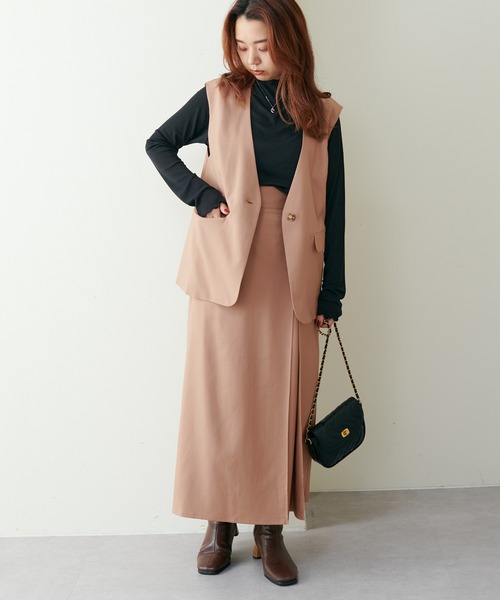 natural couture（ナチュラルクチュール）の「WEB限定/2022AWアイテム/ セットアップ着用可/リボンベルト付きベスト（ベスト・レディース・ブラック/ベージュ/オレンジ/チェック・FREE）」の19枚目の写真