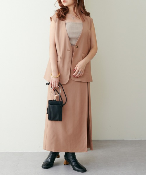 natural couture（ナチュラルクチュール）の「WEB限定/2022AWアイテム/ セットアップ着用可/リボンベルト付きベスト（ベスト・レディース・ブラック/ベージュ/オレンジ/チェック・FREE）」の17枚目の写真