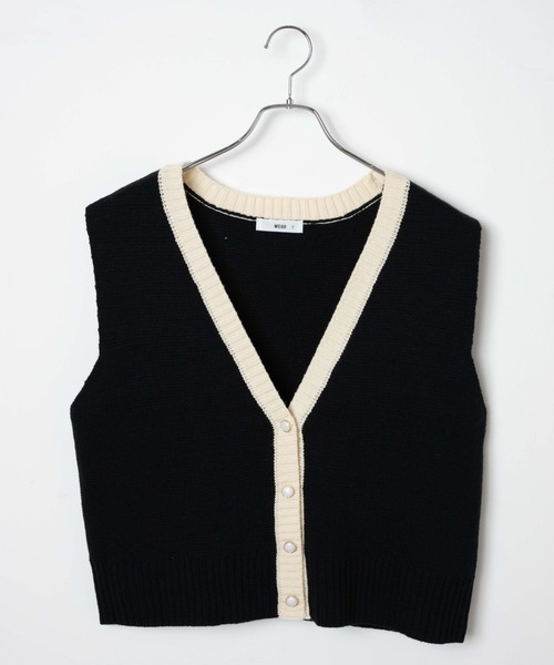 WEGO（ウィゴー）の「WEGO/フロントボタンニットベスト（ベスト・レディース・アイボリー/ブラック・FREE）」の18枚目の写真