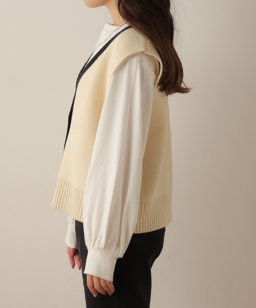 WEGO（ウィゴー）の「WEGO/フロントボタンニットベスト（ベスト・レディース・アイボリー/ブラック・FREE）」の14枚目の写真