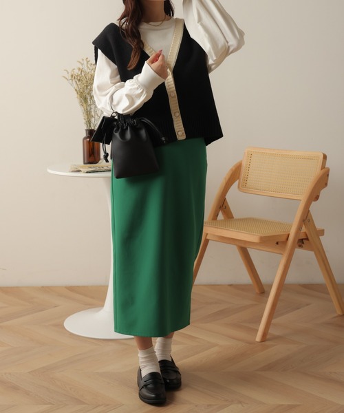 WEGO（ウィゴー）の「WEGO/フロントボタンニットベスト（ベスト・レディース・アイボリー/ブラック・FREE）」の5枚目の写真