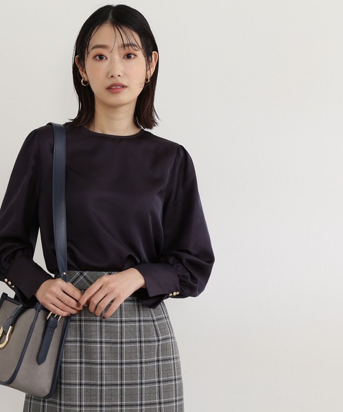ゴールド釦カフスサテンブラウス シャツ ブラウス Natural Beauty Basic ナチュラルビューティーベーシック のファッション通販 Zozotown
