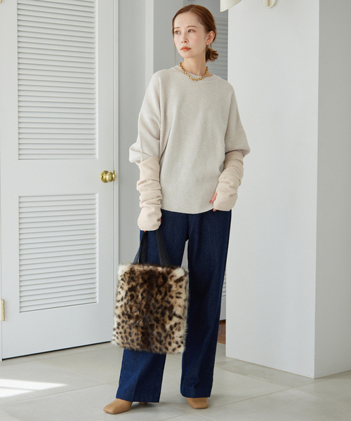 SLOBE IENA（スローブイエナ）の「SUPER GEELONGアームウォーマー（手袋・レディース・チャコールグレー/ベージュ/ピンク/グリーン・FREE）」の8枚目の写真