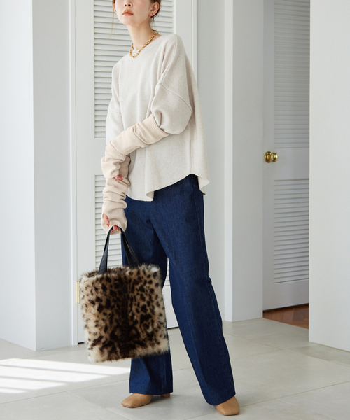 SLOBE IENA（スローブイエナ）の「SUPER GEELONGアームウォーマー（手袋・レディース・チャコールグレー/ベージュ/ピンク/グリーン・FREE）」の9枚目の写真