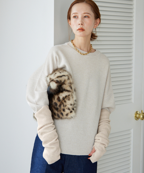 SLOBE IENA（スローブイエナ）の「SUPER GEELONGアームウォーマー（手袋・レディース・チャコールグレー/ベージュ/ピンク/グリーン・FREE）」の11枚目の写真