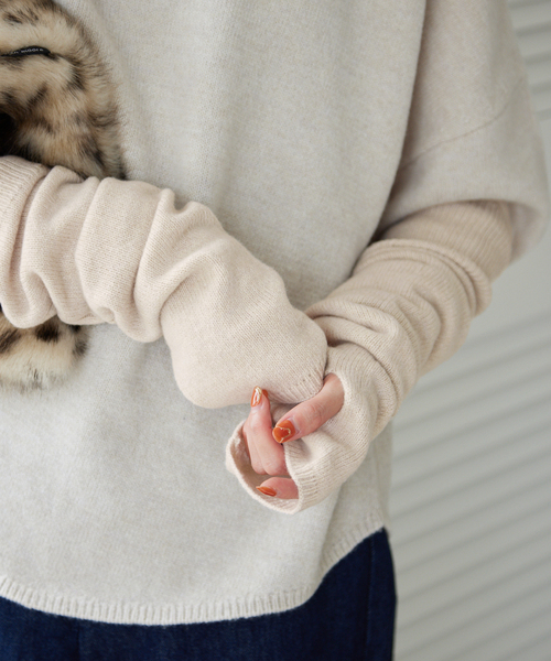 SLOBE IENA（スローブイエナ）の「SUPER GEELONGアームウォーマー（手袋・レディース・チャコールグレー/ベージュ/ピンク/グリーン・FREE）」の13枚目の写真