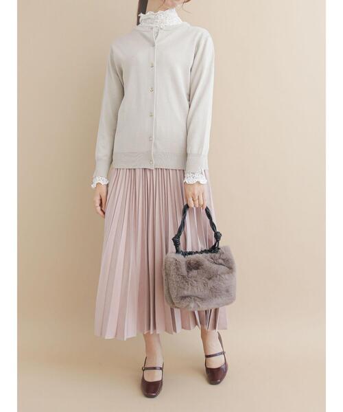 Te chichi(テチチ)の「袖口スリットクルーネックカーディガン(カーディガン/ボレロ・レディース・グリーン/ブラック/ベージュ/パープル/ブラウン・フリ-)」の18枚目の写真