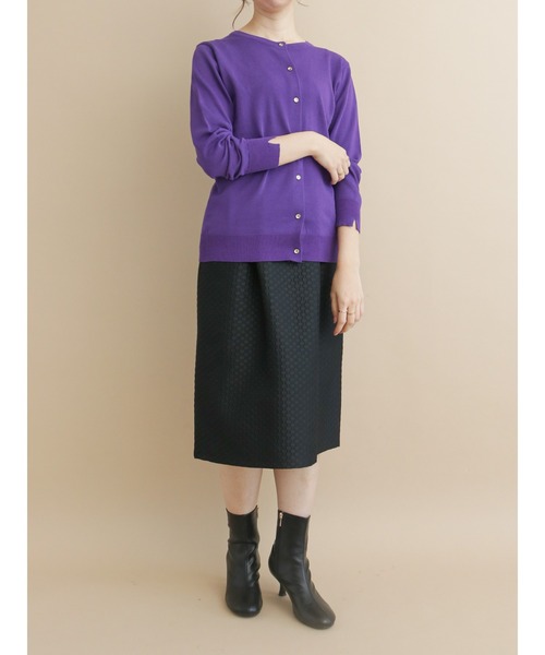 Te chichi(テチチ)の「袖口スリットクルーネックカーディガン(カーディガン/ボレロ・レディース・グリーン/ブラック/ベージュ/パープル/ブラウン・フリ-)」の10枚目の写真